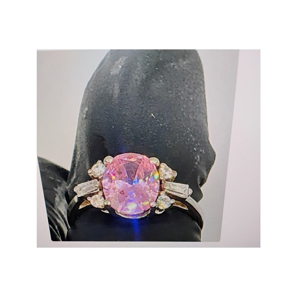 Sterling Silver 925 Stamped Ring with Clear Stones